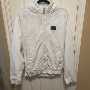 Breezy Choose Your Future White Golf Windbreaker Jacket with Hood